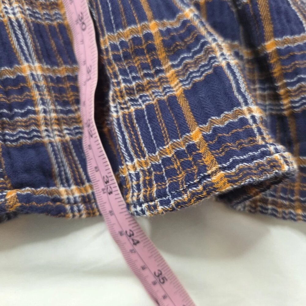 Madewell Women's Size Medium Plaid V Neck Gauze Shirt Dress - Picture 6 of 7